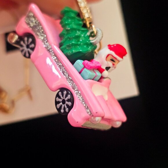 Betsey Johnson Holiday Christmas Statement Necklace Earrings Set Charms & Pearls - Picture 14 of 16